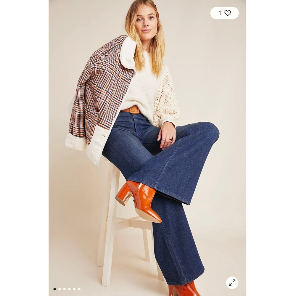 Pilcro and the Letterpress by Anthropologie High Rise Flare Jeans Dark Wash 28